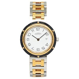 Hermès-Reloj Hermes Clipper de acero inoxidable y cuarzo plateado-Otro
