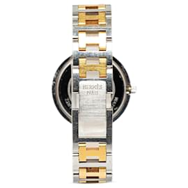 Hermès-Hermès Silver Quartz Stainless Steel Clipper Watch-Other