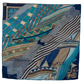 Hermès-Hermès Pañuelo de seda Indiens Cupones azules-Azul