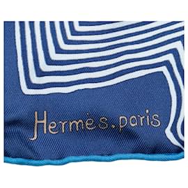 Hermès-Lenço de seda indiano Hermès Blue Coupons-Azul