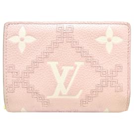 Louis Vuitton-Louis Vuitton Petit portefeuille monogramme bicolore rose Empreinte Broderie Clea-Rose