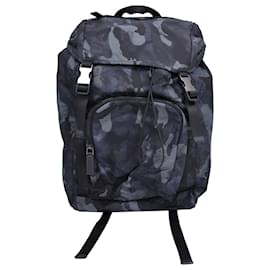 Prada-Prada Tessuto Camouflage Backpack in Navy Blue Nylon-Other