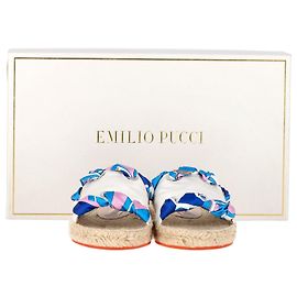 Ciabatte Espadrillas Sciarpa Emilio Pucci in Tela Bianca Bianco