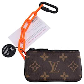 Louis Vuitton-Pochette à clés Louis Vuitton Monogram Solar Ray avec chaîne orange en toile marron-Autre