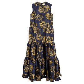 Robe longue à imprimé abstrait Mulberry Muriel en polyester bleu marine Bleu Bleu Marine