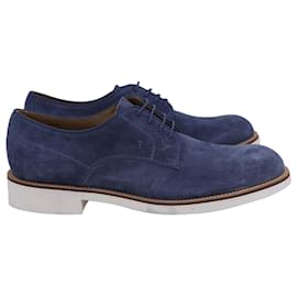 Tod's-Tod's Lace Up Derby in Blue Suede -Blue