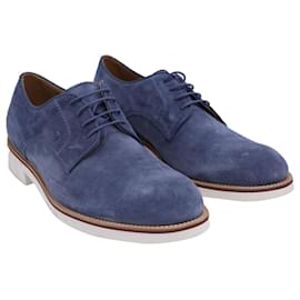 Tod's-Tod's Lace Up Derby in Blue Suede-Blue