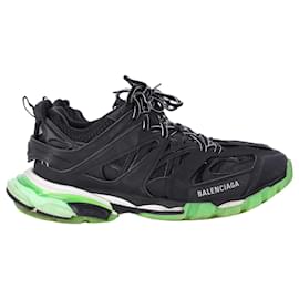 Balenciaga-Balenciaga Glow in the Dark Track Sneakers in Black Polyurethane-Black