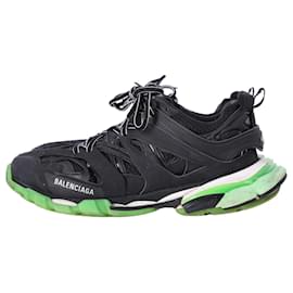 Balenciaga-Balenciaga Glow in the Dark Track Sneakers in Black Polyurethane-Black