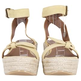 Ba&Sh-Ba&Sh Ankle Strap Wedge Espadrilles in Beige Suede -Beige