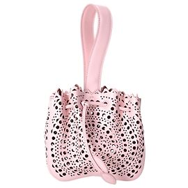 Bolsa clutch perfurada Alaïa Rose Marie em couro rosa pastel Outro