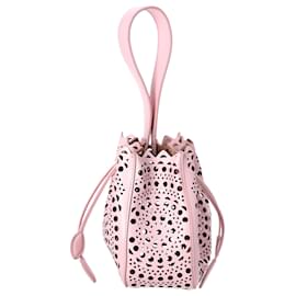 Alaïa-Alaïa Rose Marie Perforated Clutch Bag in Pastel Pink Leather-Other