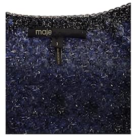 Maje-Maje Metallic Oversized Cardigan in Navy Blue Polyester-Blue,Navy blue