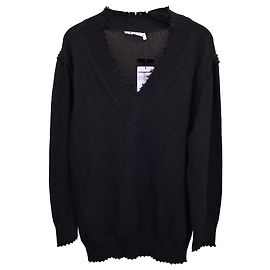 T by Alexander Wang Robe pull effet vieilli à col en V en coton noir Noir