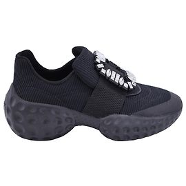 Roger Vivier Baskets Viv Run à Boucle Strass en Polyuréthane Noir Noir
