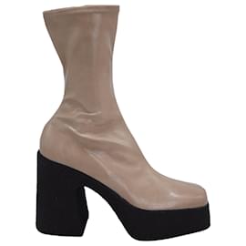 Stella Mc Cartney-Stella McCartney Skyla Platform Ankle Boots in Beige Vegetarian Leather -Brown,Beige