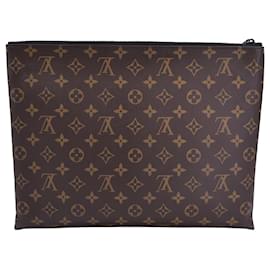 Louis Vuitton-Louis Vuitton Monogram Solar Ray A4 Pochette Clutch with Orange Chain in Brown Canvas-Other