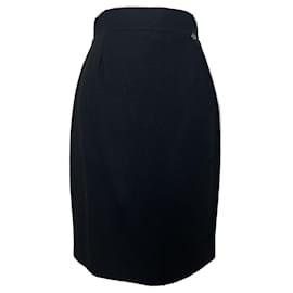 Chanel-CC Eagle Charm Black Skirt-Black