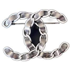 Chanel-Broche Chanel entièrement métal-Gris anthracite