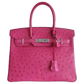 Hermès-Borsa Hermes Birkin 30 in pelle di struzzo rosa-Rosa
