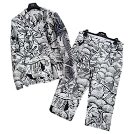 Chanel-Collezione Dior Jungle: giacca a barre e pantaloni assortiti.-Multicolore