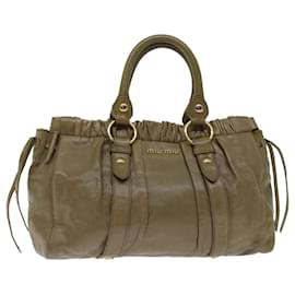 Miu Miu-Miu Miu Hand Bag Leather Beige Auth bs12609-Beige