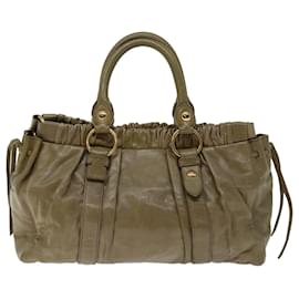 Miu Miu-Miu Miu Hand Bag Leather Beige Auth bs12609-Beige