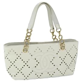 Chanel-CHANEL Chain Handtasche Lackleder Weiß CC Auth bs11236-Weiß