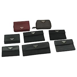 Prada-PRADA Wallet Leather nylon 8Set Black Red Brown Auth ar11556-Brown,Black,Red