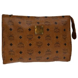 MCM Vicetos Logogram Pochette PVC Marron Auth yk11233 Marron