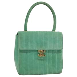 Chanel-CHANEL Hand Bag Suede Green CC Auth 68731A-Green