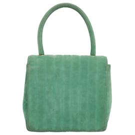 Chanel-CHANEL Bolsa de mão camurça verde CC Auth 68731UMA-Verde