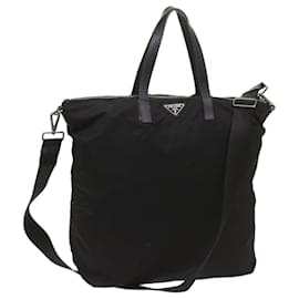 Prada-Prada bolso de mano de nylon 2forma de autenticación negra 68628-Negro