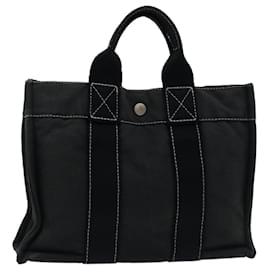 Hermès-HERMES Douville PM Tote Bag Toile Noir Auth bs12588-Noir
