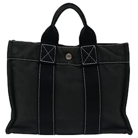 Hermès-HERMES Douville PM Tote Bag Canvas Black Auth bs12588-Black
