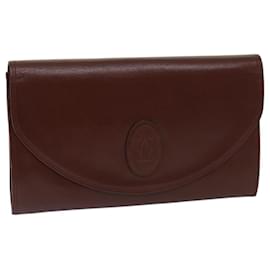 Cartier-CARTIER Clutch Bag Leather Bordeaux Auth 68889-Other