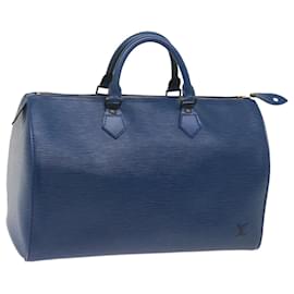 Louis Vuitton-Louis Vuitton Epi Speedy 35 Handtasche Toledo Blau M42995 LV Auth 68417-Andere