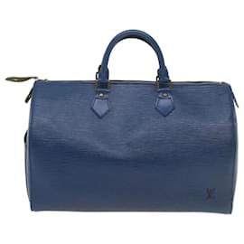 Louis Vuitton-Louis Vuitton Epi Speedy 35 Bolsa de Mão Azul Toledo M42995 Autenticação de LV 68417-Outro
