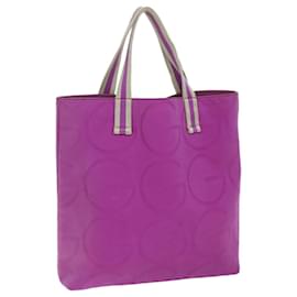 Gucci-GUCCI Sherry Line Cabas Toile Blanc Violet 123439 Auth bs12951-Blanc,Violet