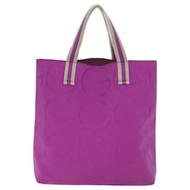 Gucci-GUCCI Sherry Line Cabas Toile Blanc Violet 123439 Auth bs12951-Blanc,Violet