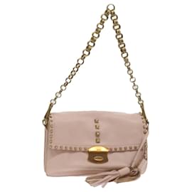Prada-PRADA Chain Shoulder Bag Leather Pink Auth 69107-Pink