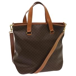 Céline-CELINE Macadam Canvas Tote Bag PVC Leather 2way Brown Auth ki4253-Brown