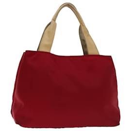 Burberry-BURBERRY Nova Check Hand Bag Nylon Red Auth ac2835-Red