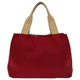 Burberry-BURBERRY Nova Check Hand Bag Nylon Red Auth ac2835-Red