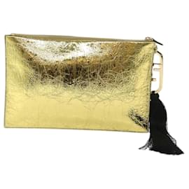 Fendi-FENDI Clutch Bag Leather Gold Tone 8N0178 auth 69145A-Other