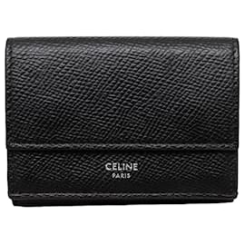 Céline-Celine Trifold Compact Wallet-Black