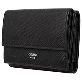 Céline-Celine Trifold Compact Wallet-Black