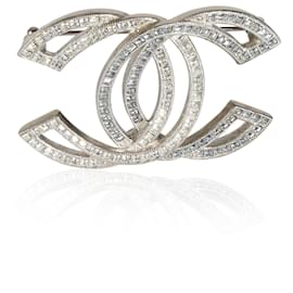 Chanel-Chanel 2016 CC Palladium Plated Brooch With Strass-Other