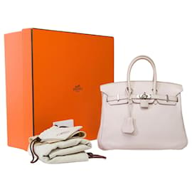 Hermès-HERMES BIRKIN BAG 25 in Pink Leather - 101803-Pink