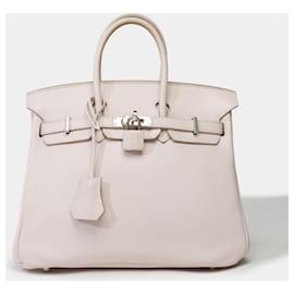 Hermès-HERMES BIRKIN BAG 25 in Pink Leather - 101803-Pink
